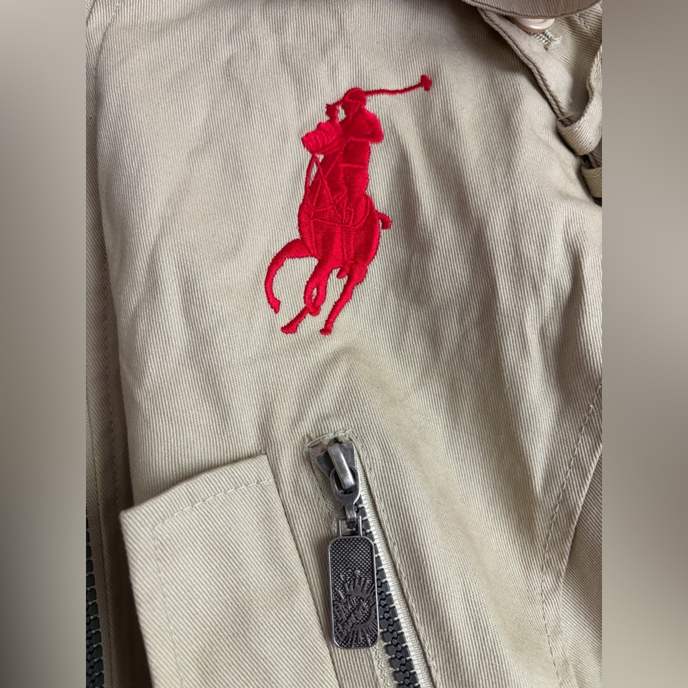 Vintage Ralph Lauren Beige Military Field Jacket with Red Polo Logo and number 3 - Picture 5 of 9